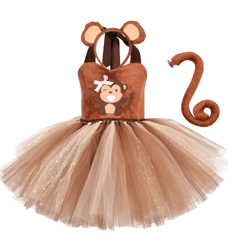 Baby Clothing Dresser - Abito tutù scimmia marrone per neonate